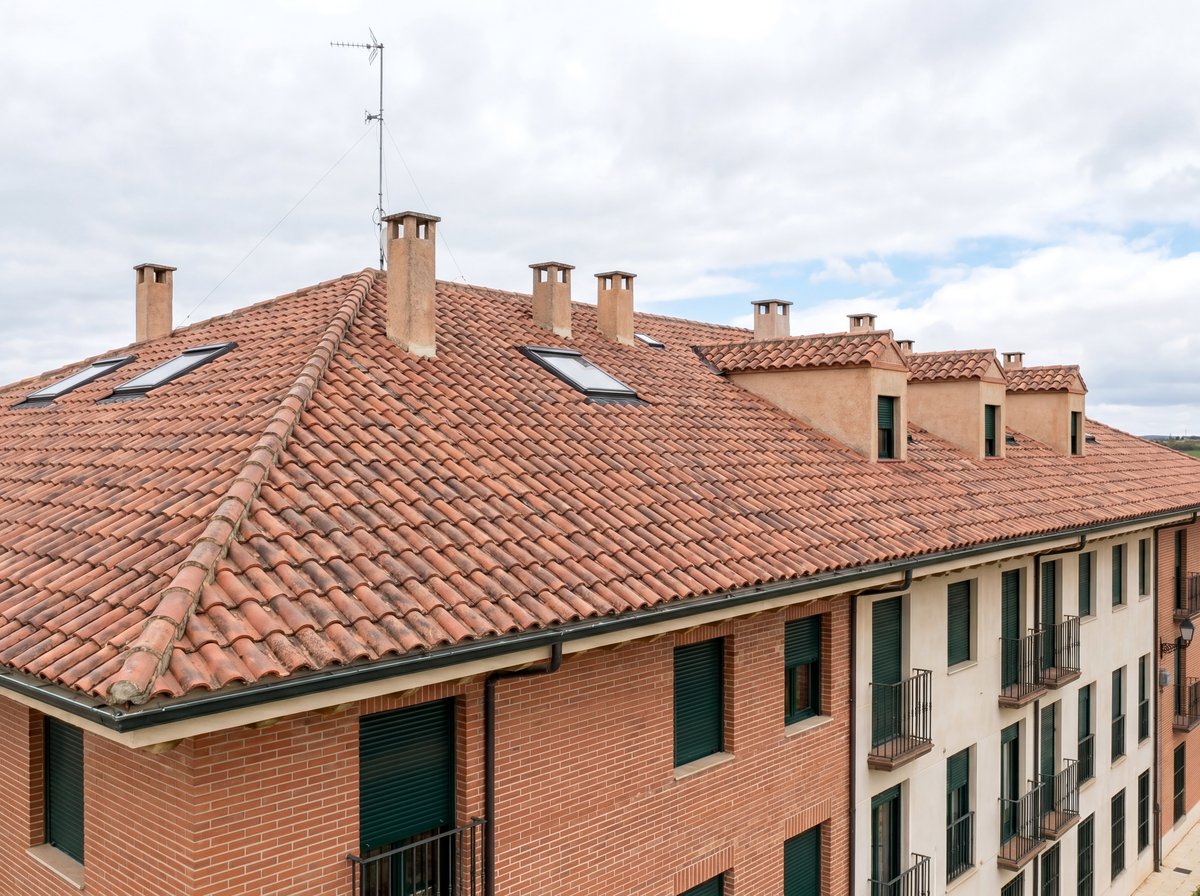 Coronación con cubierta de teja árabe — Bloque El Alcázar, Toro, Zamora