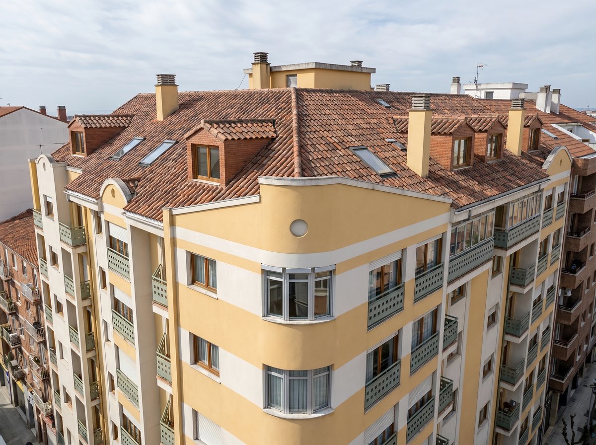 Vista aérea de la coronación del Edificio Cardenal Cisneros, Zamora