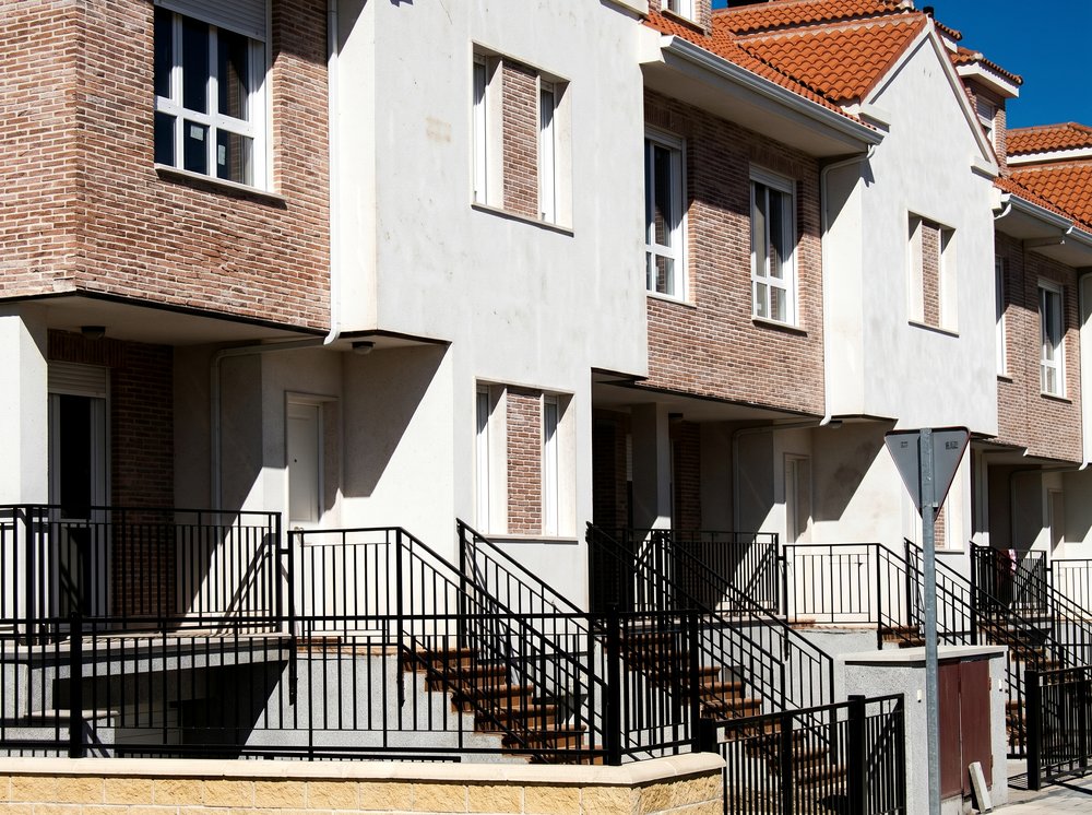 Conjunto de adosados unifamiliares en Villanubla, Valladolid, vista en perspectiva